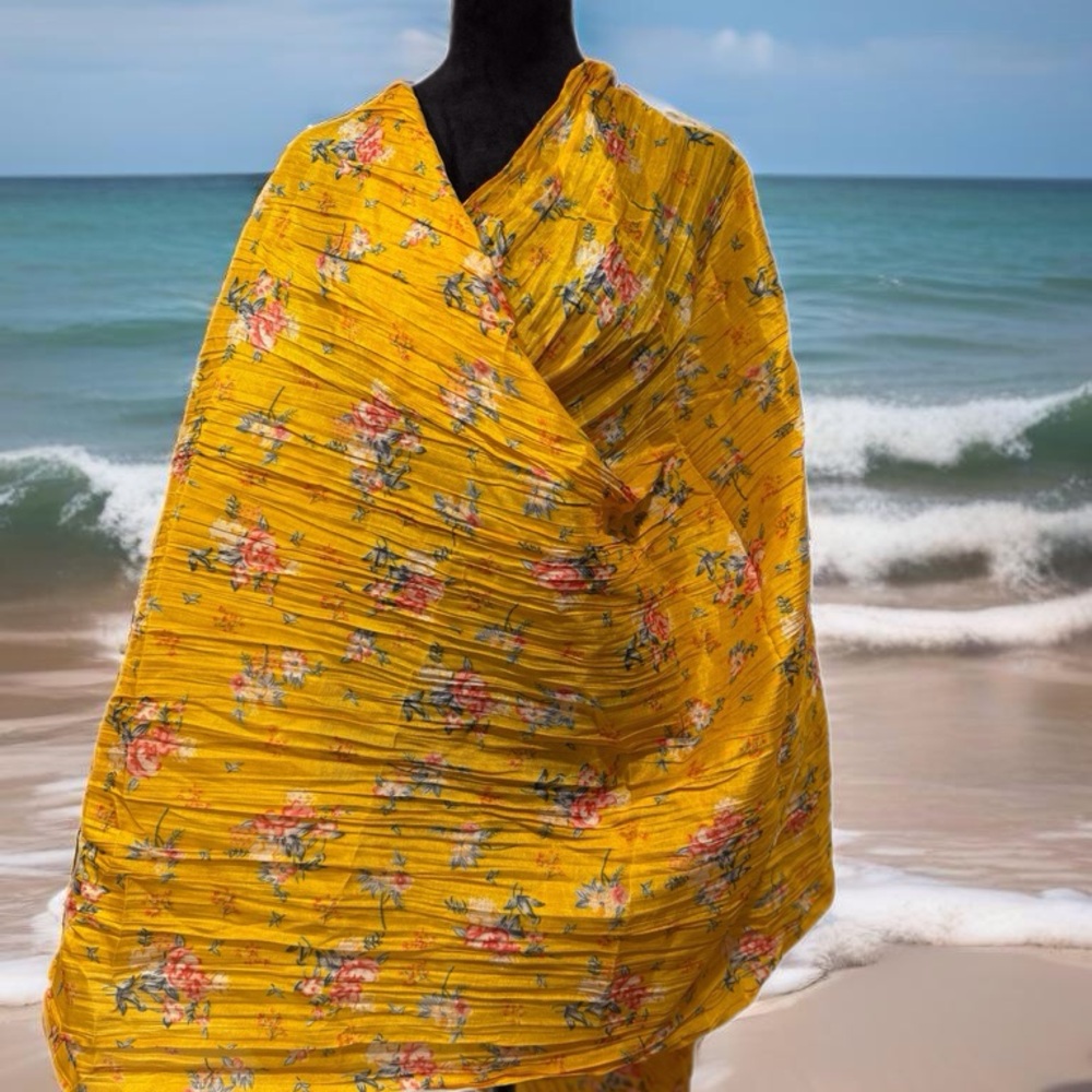 Floral Yellow Women's Scarf/ yoga scarf for peace / turmeric color scarf